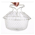 Panier à friture multifonction pliable en acier inoxydable, outil de cuisine flexible pour la friture, le lavage des fruits et légumes