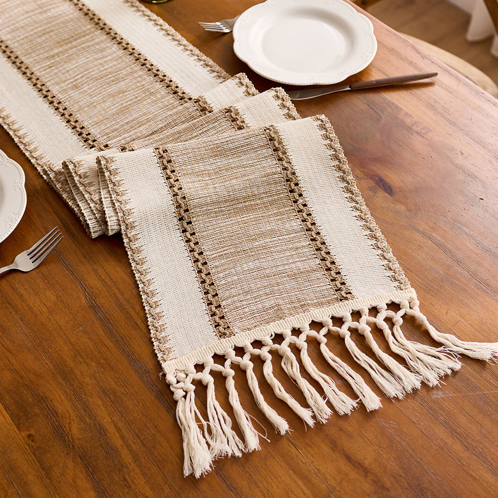 Chemin de table en lin style loisirs pour la maison