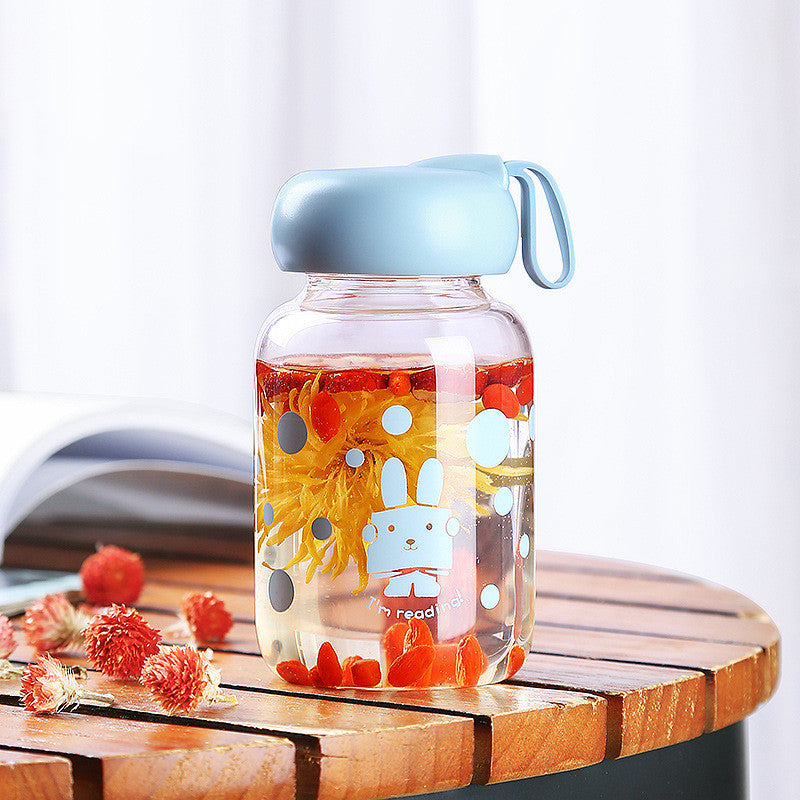 Tasse en verre transparente mignonne et portable pour la maison