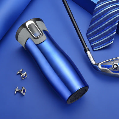 Gourde isotherme en acier inoxydable pour voyage, bouteille de thé ou mug isotherme.