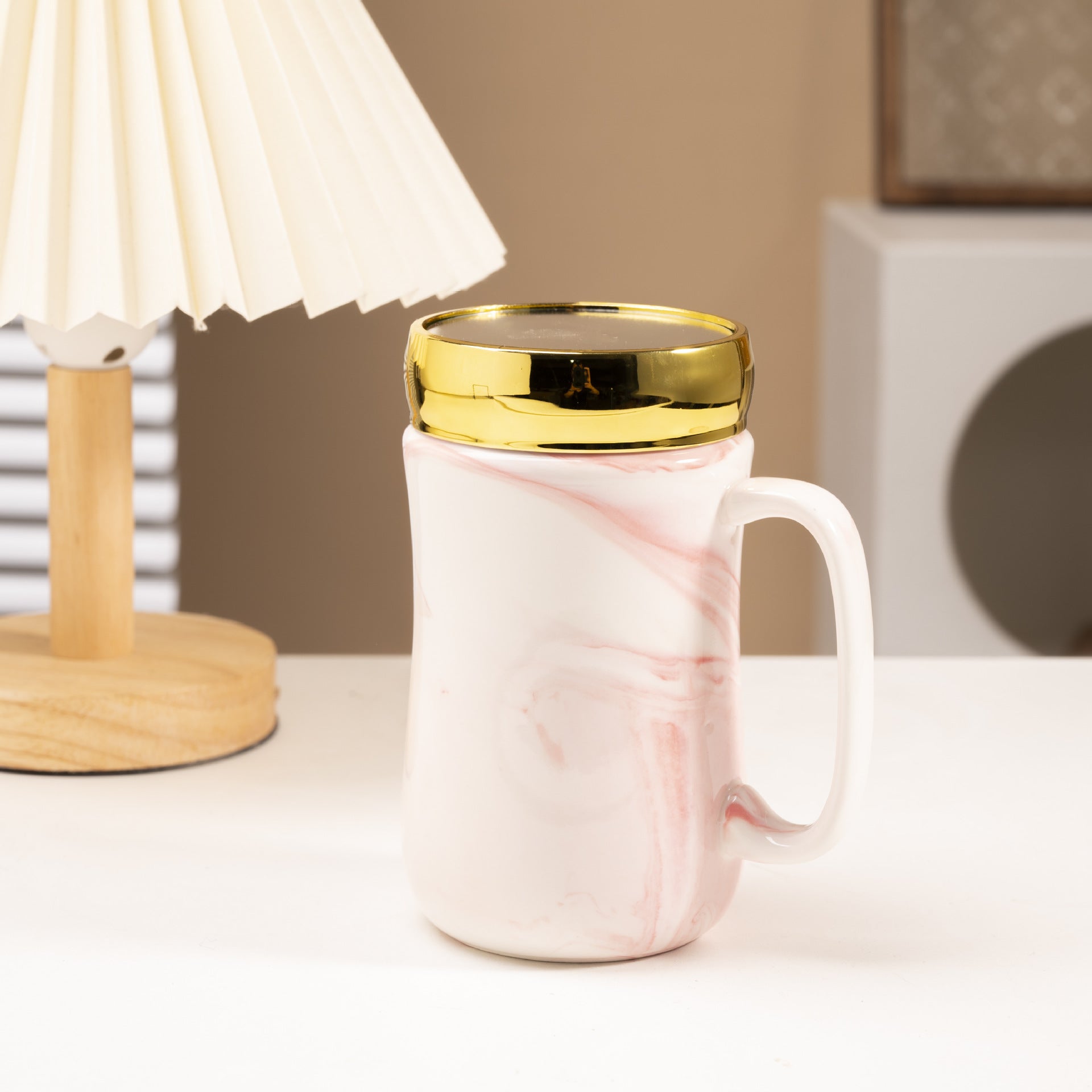 Mug en céramique brillante et émaillée, style miroir, pour couple.