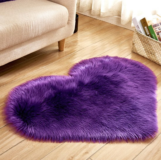 Tapis moelleux en forme de cœur, antidérapant, pour salon et décoration intérieure.