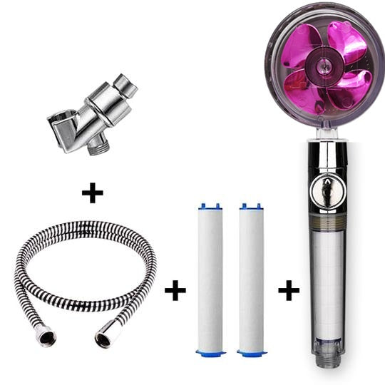Pommeau de douche à hélice avec bouton d'arrêt et filtre en coton, buse de douchette haute pression turbocompressée