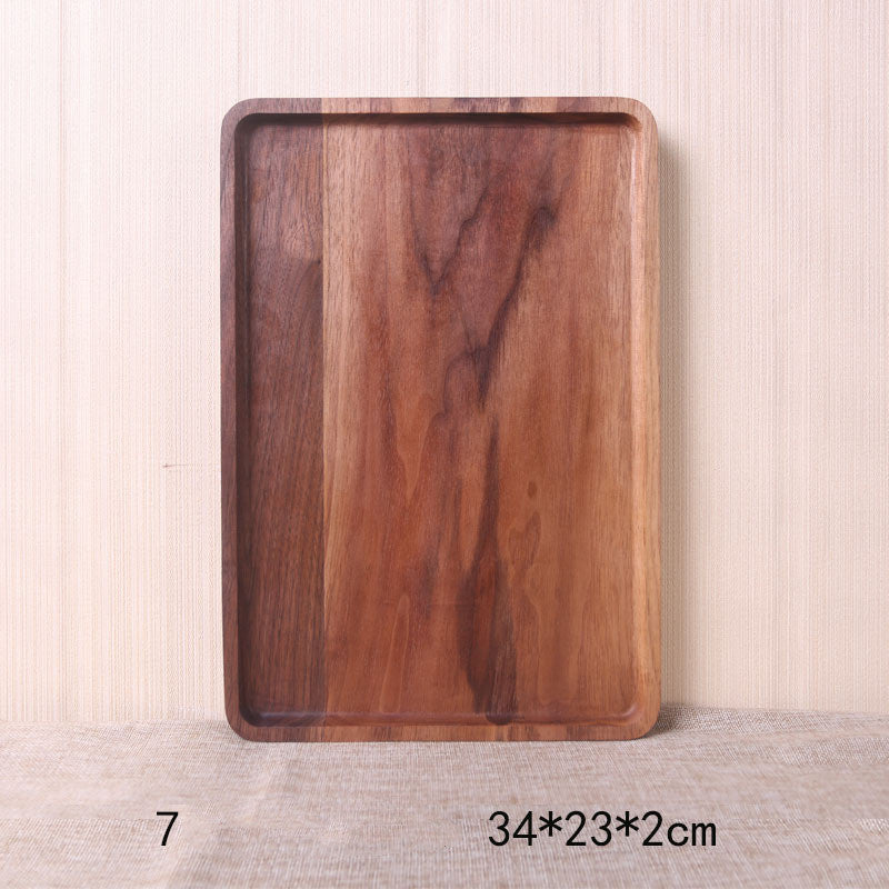 Assiette rectangulaire en bois de noyer noir de style japonais