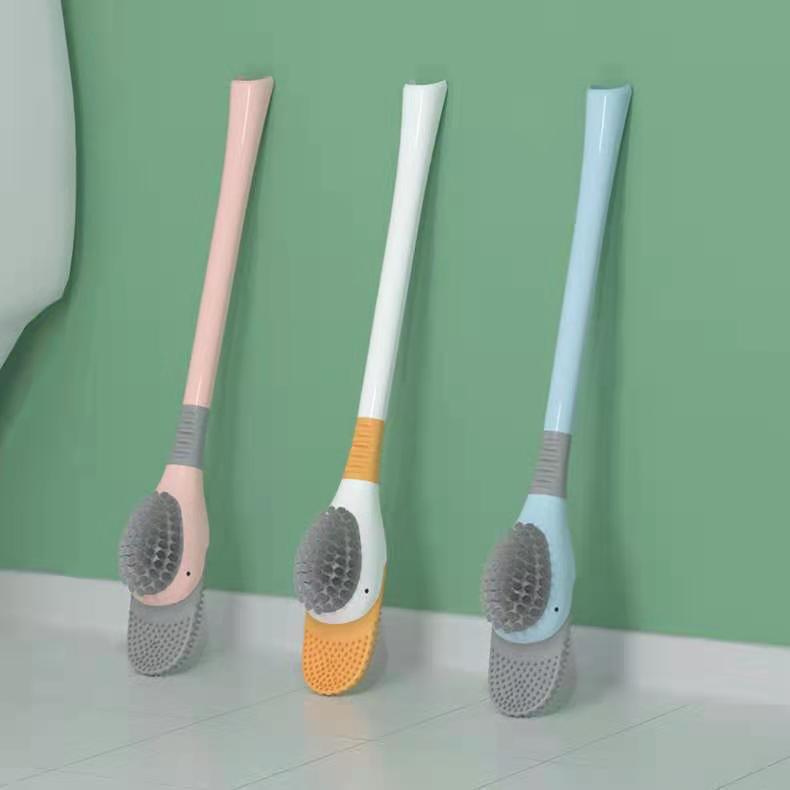 Brosse de toilette en forme de canard plongeur sans angle mort, manche long et poils doux