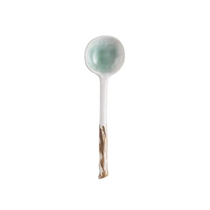 Cuillère à long manche en céramique rétro créative pour la cuisine, idéale pour les restaurants et la maison.