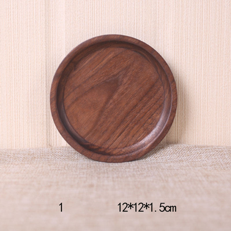 Assiette rectangulaire en bois de noyer noir de style japonais