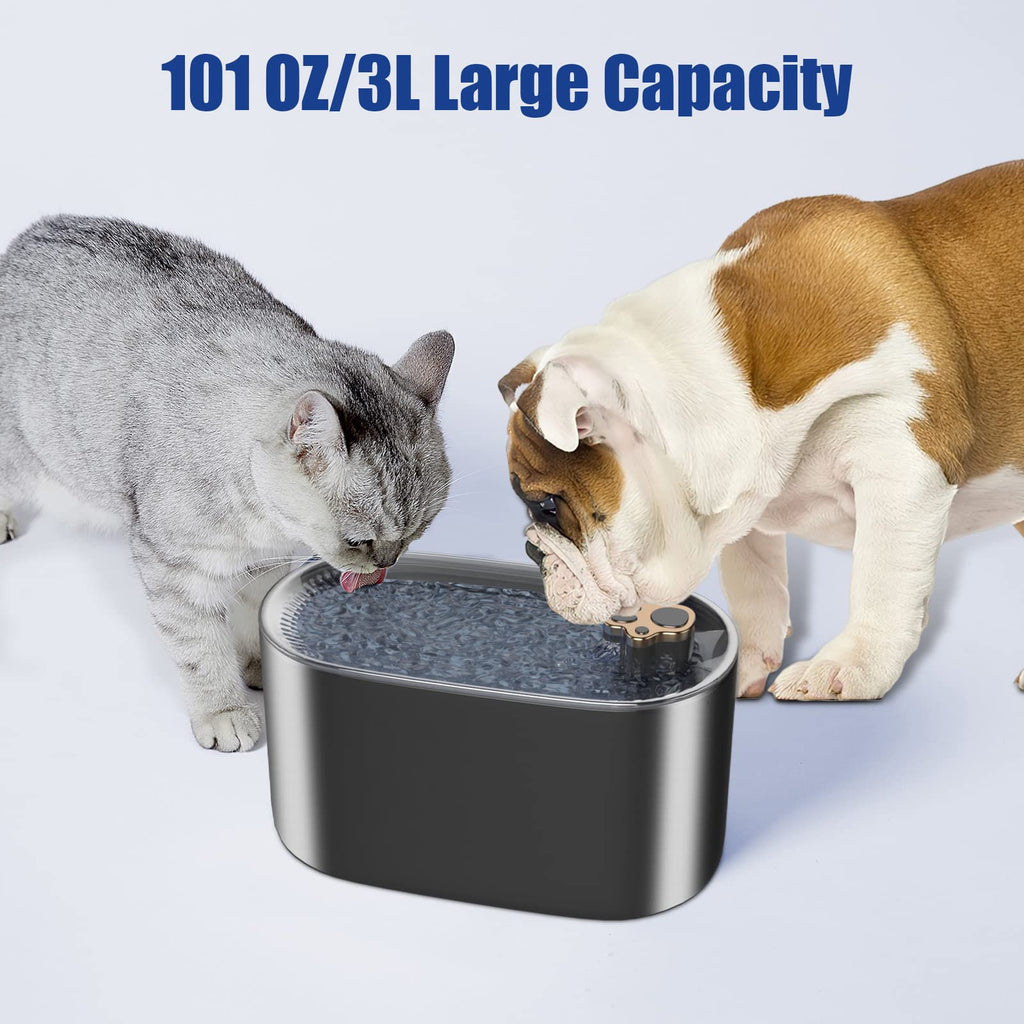 Fontaine à eau automatique 3L pour chats et chiens, avec filtre et lumière LED. Distributeur d'eau ultra-silencieux.