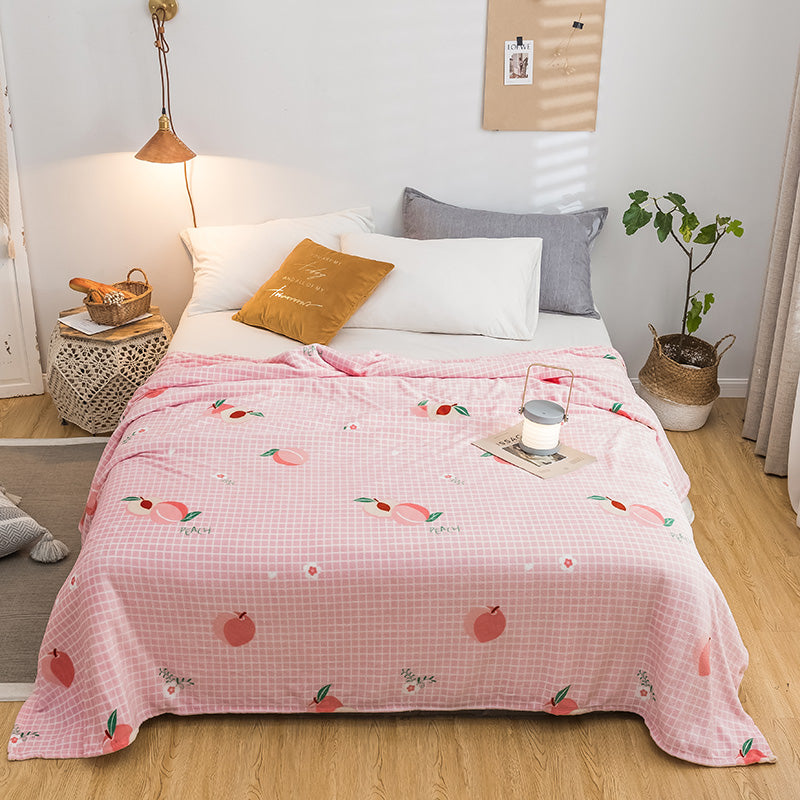 Couverture thermique en flanelle à motif pêche pour la maison