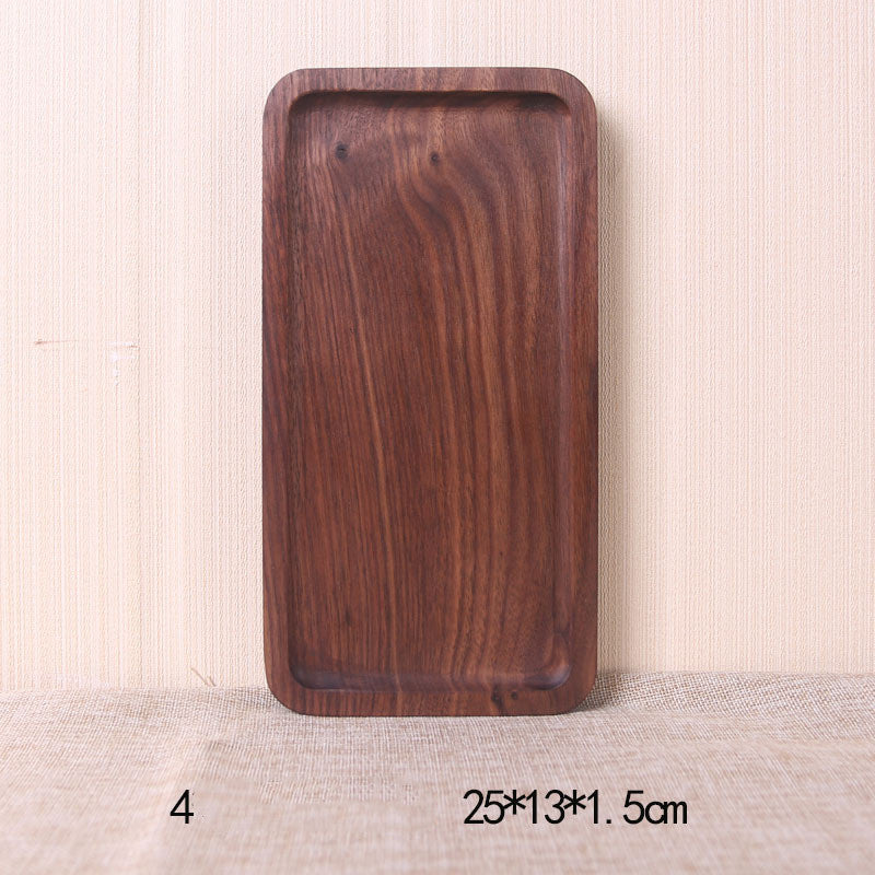 Assiette rectangulaire en bois de noyer noir de style japonais