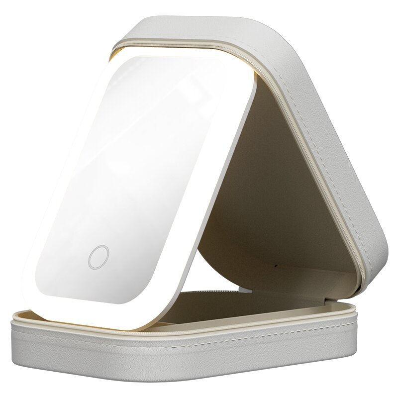 Boîte de rangement pour maquillage avec miroir lumineux LED, boîte de rangement portable pour cosmétiques de voyage, organisateur de rangement lumineux tactile