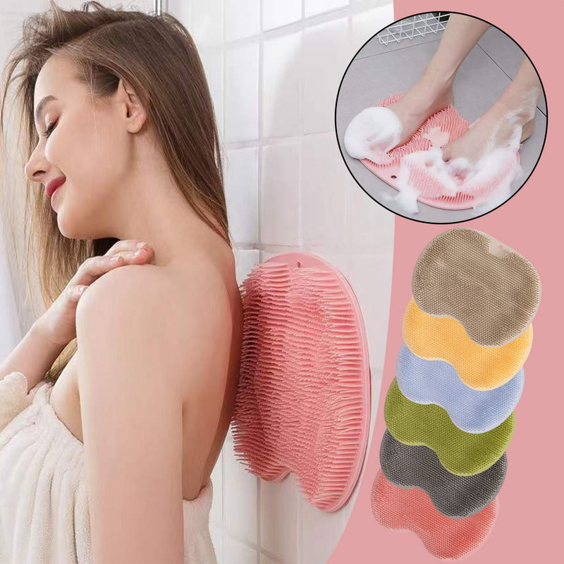 Brosse de bain massante, tapis de bain antidérapant, brosse de massage du dos, ventouse en silicone, coussinet de massage des pieds, outil de nettoyage du corps