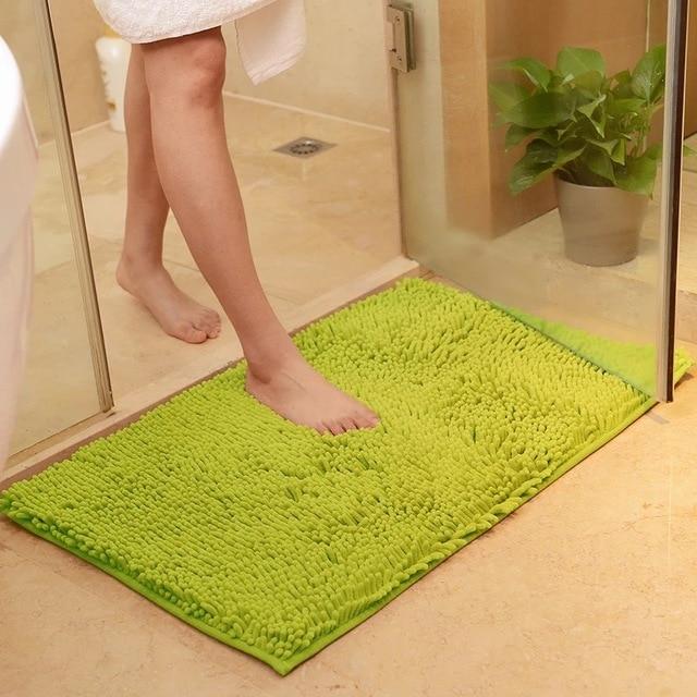 Tapis de sol de salle de bain absorbant en chenille et antidérapant