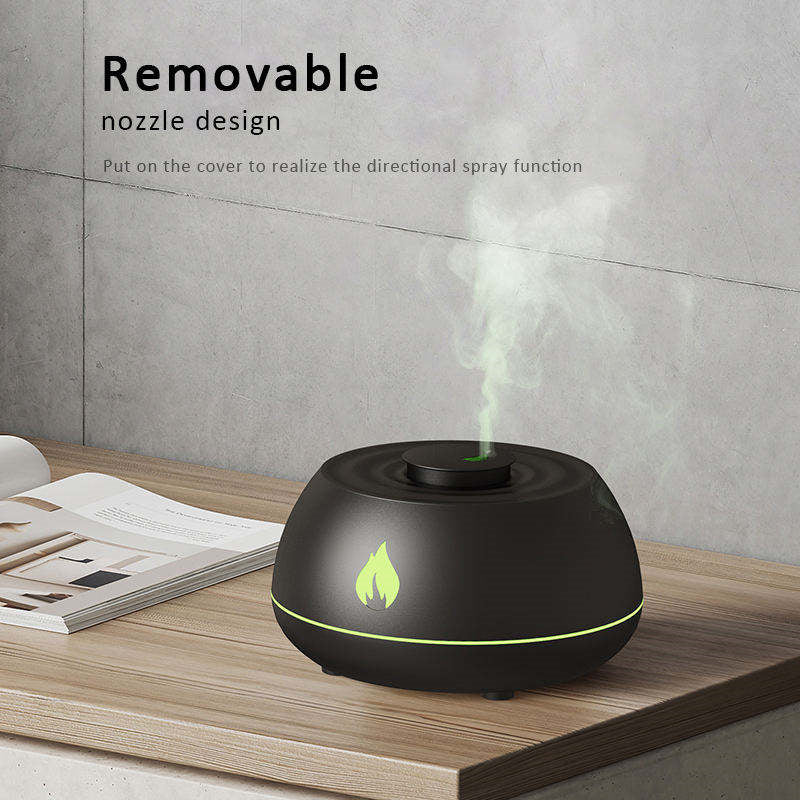 Diffuseur d'huiles essentielles à flamme avec 7 couleurs de lumière, humidificateur d'air pour la maison, 130 ml, USB