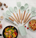 Ensemble d'ustensiles de cuisine en silicone résistants à la chaleur et antiadhésifs, pour la cuisson.