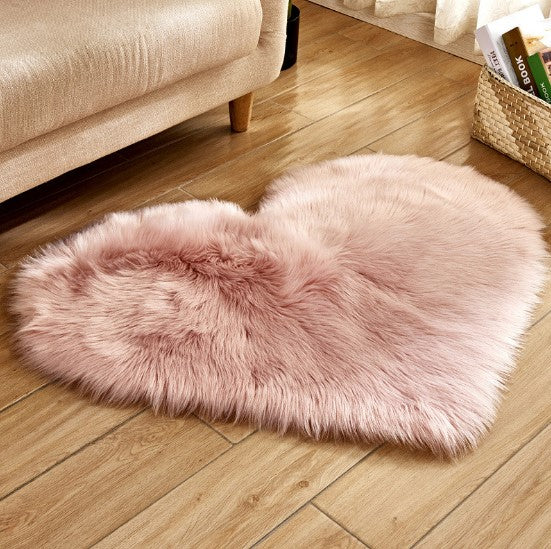 Tapis moelleux en forme de cœur, antidérapant, pour salon et décoration intérieure.