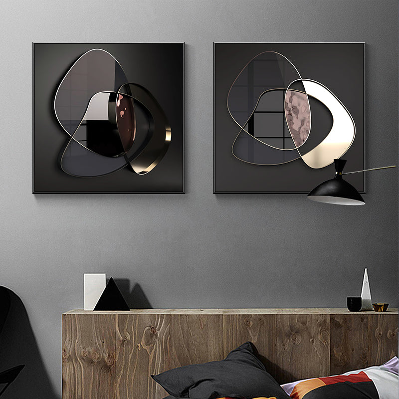 Tableau abstrait moderne en métal 3D sur toile