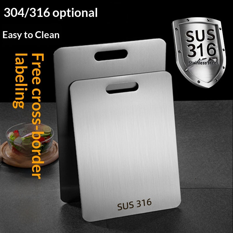 Planche à découper en acier inoxydable 304, grande planche à découper double face anti-moisissure 316 pour la cuisine, idéale pour couper et étaler la pâte, avec étiquetage transfrontalier.