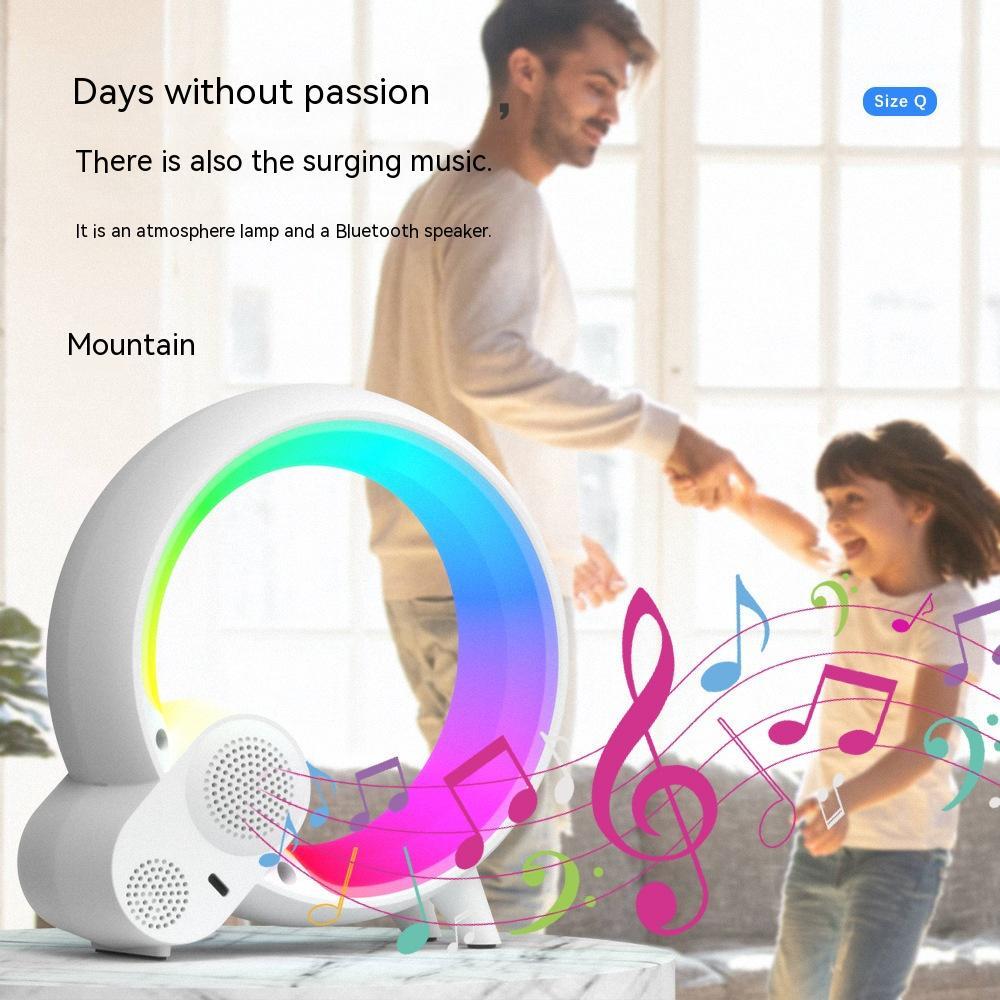 Réveil lumineux Q Light avec affichage numérique analogique et lever de soleil, Bluetooth et audio intelligent. Lumière d'ambiance colorée Q.
