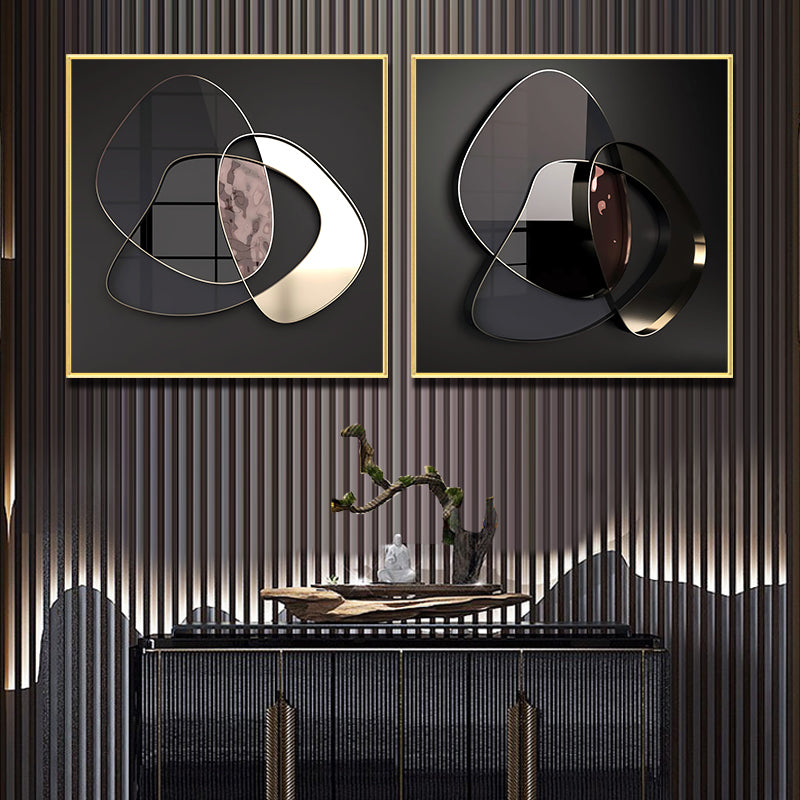 Tableau abstrait moderne en métal 3D sur toile