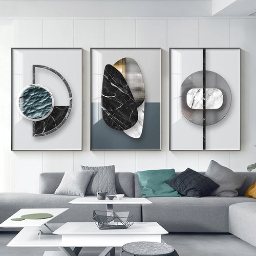 Tableau abstrait géométrique sur toile, décoration murale