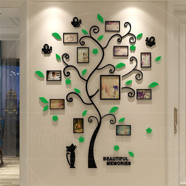 Cadre photo familial autocollant mural arbre