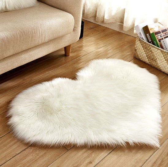 Tapis moelleux en forme de cœur, antidérapant, pour salon et décoration intérieure.