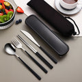 Ensemble de vaisselle 304 pièces, couverts, accessoires de cuisine, ensemble de voyage et de camping, couteau, fourchette, cuillère dorés, couverts portables avec étui