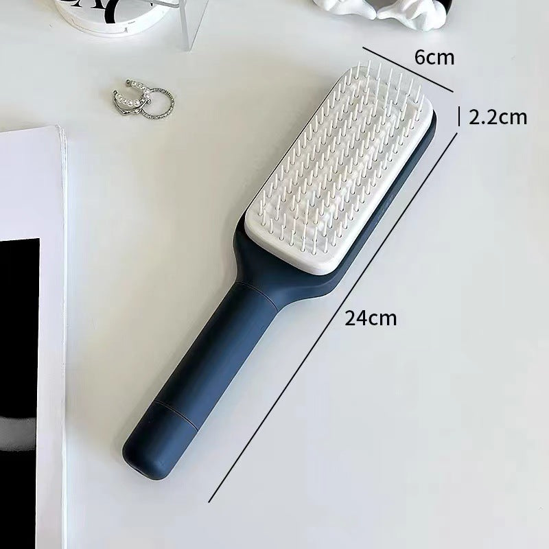 Brosse à cheveux autonettoyante 4 en 1 - Nouveau peigne de massage antistatique autonettoyant et modulable - Brosse à cheveux autonettoyante rotative et relevante