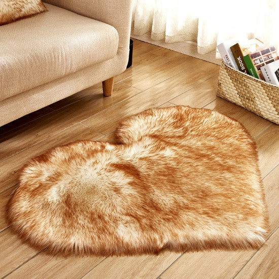 Tapis moelleux en forme de cœur, antidérapant, pour salon et décoration intérieure.
