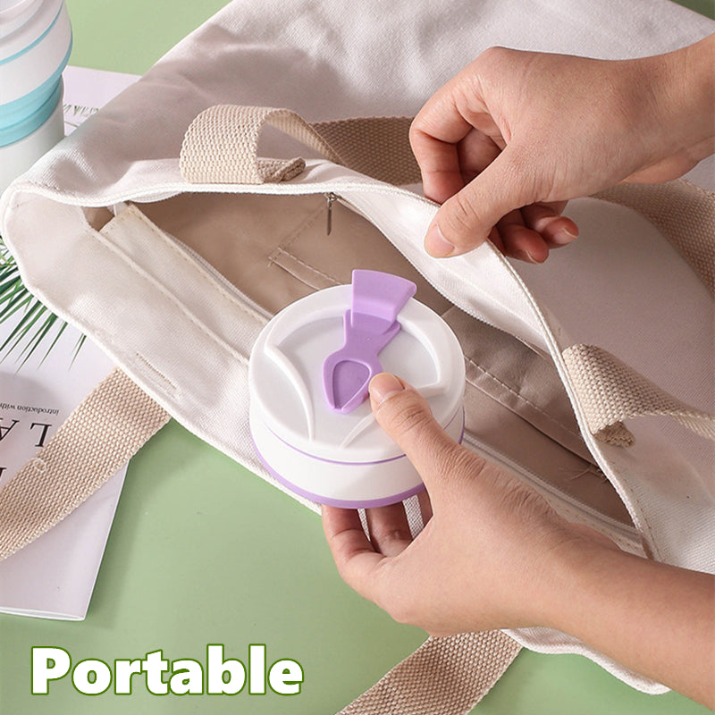 Tasse pliable et pliable avec couvercle, idéale pour les voyages, le café, l'eau et le thé.