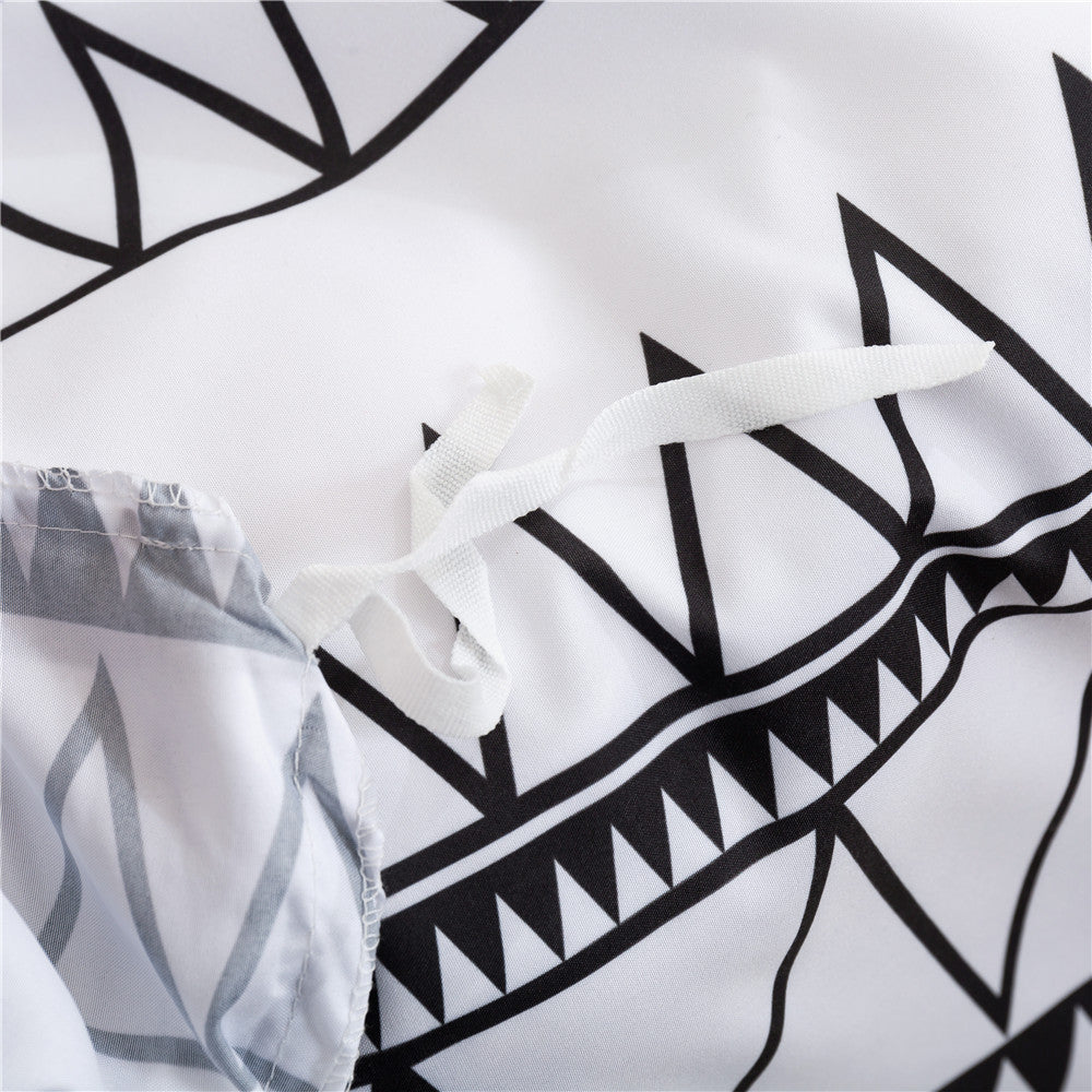 Ensemble de literie imprimé en tissu brossé pour la maison : 1 housse de couette et 2 taies d’oreiller