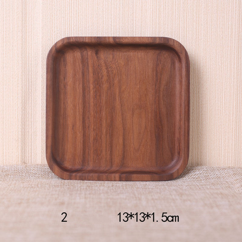 Assiette rectangulaire en bois de noyer noir de style japonais