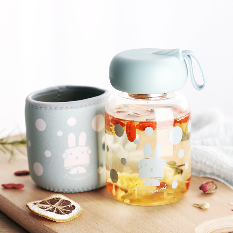 Tasse en verre transparente mignonne et portable pour la maison
