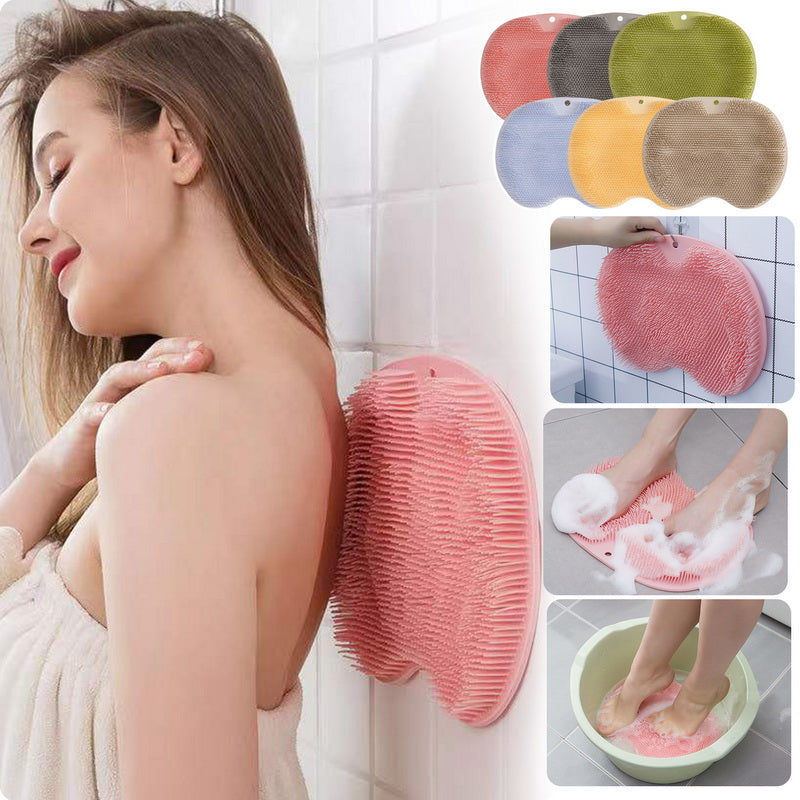 Brosse de bain massante, tapis de bain antidérapant, brosse de massage du dos, ventouse en silicone, coussinet de massage des pieds, outil de nettoyage du corps