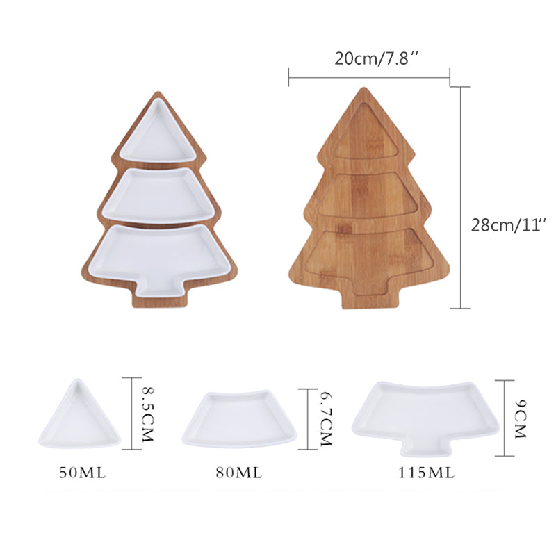 Lot de 4 assiettes en céramique en forme de sapin de Noël 