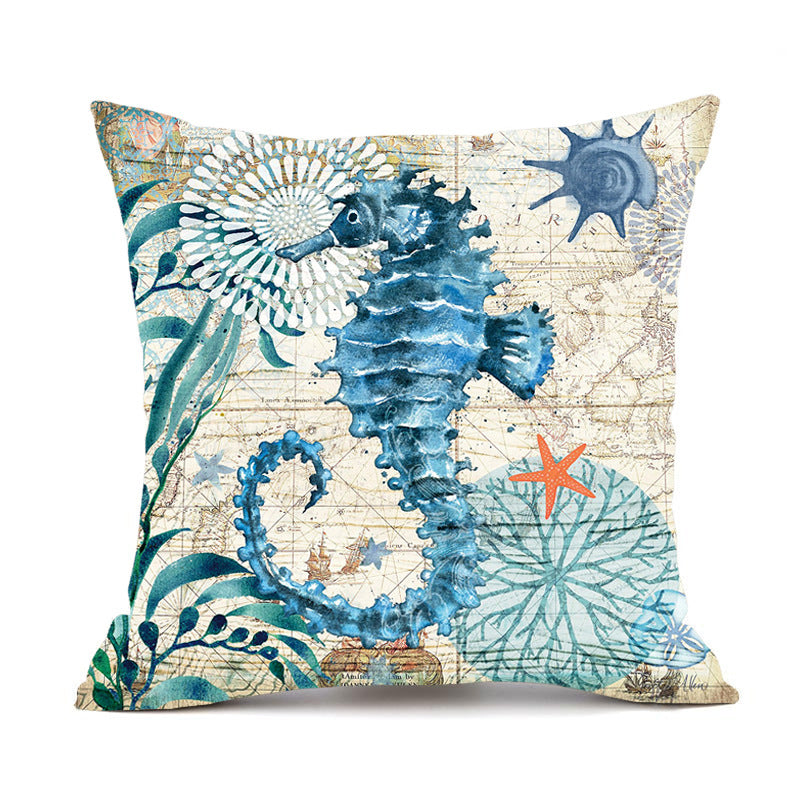 Housses de coussin imprimées tortues marines pour la décoration intérieure, canapé et fauteuil.