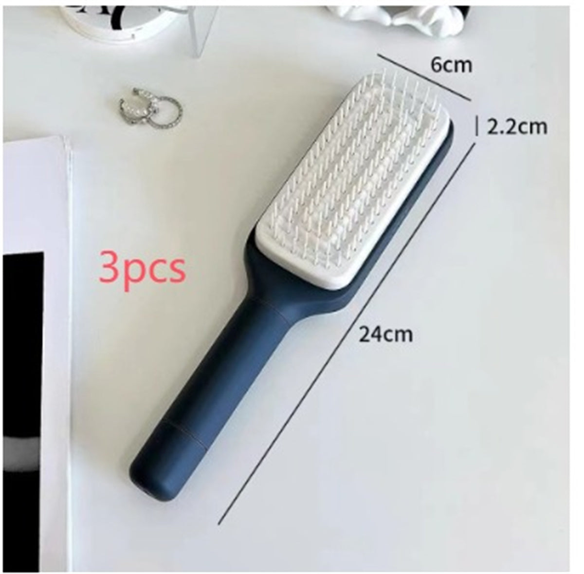 Brosse à cheveux autonettoyante 4 en 1 - Nouveau peigne de massage antistatique autonettoyant et modulable - Brosse à cheveux autonettoyante rotative et relevante