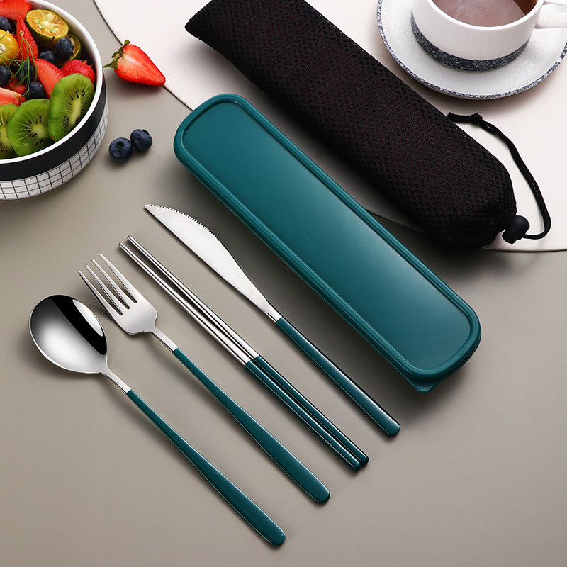 Ensemble de vaisselle 304 pièces, couverts, accessoires de cuisine, ensemble de voyage et de camping, couteau, fourchette, cuillère dorés, couverts portables avec étui