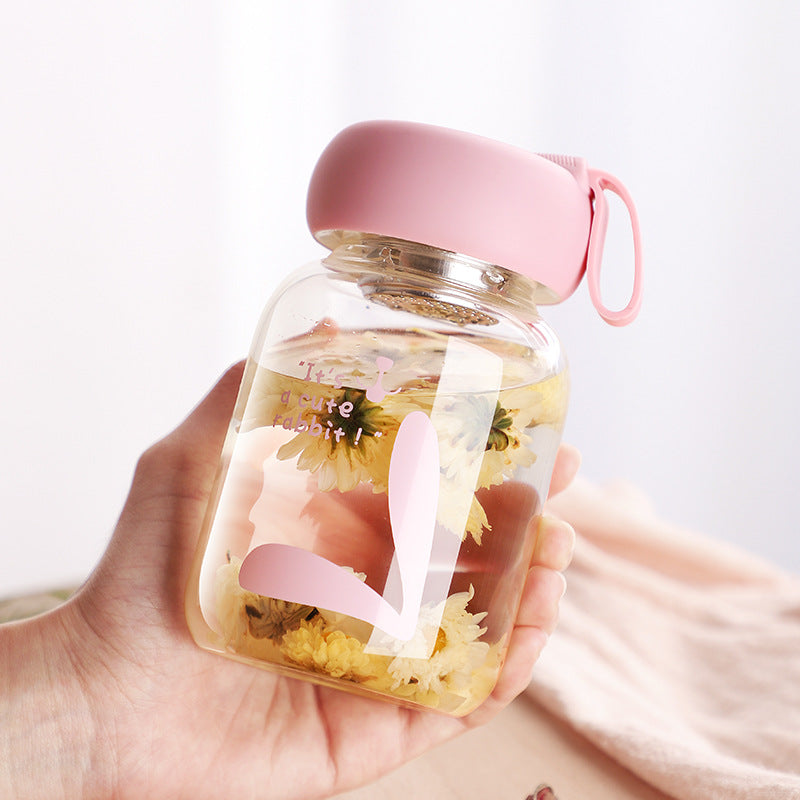 Tasse en verre transparente mignonne et portable pour la maison