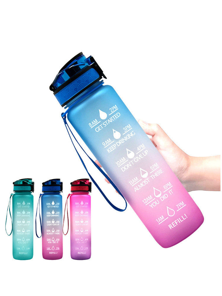Gourde transparente 1000 ml, style kawaii, sans BPA, avec infuseur intégré. Convient également pour le sport et le lait. Gourde transparente.