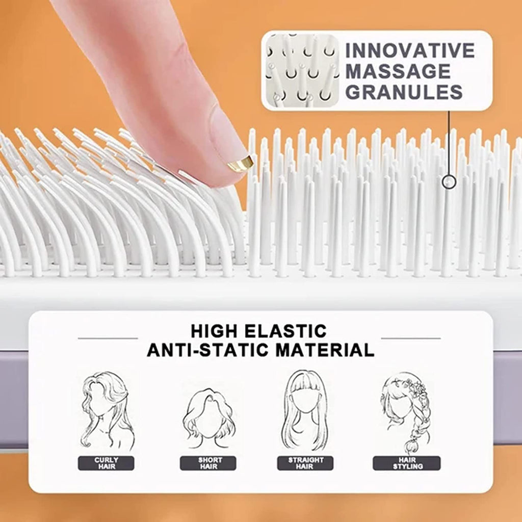 Brosse à cheveux autonettoyante 4 en 1 - Nouveau peigne de massage antistatique autonettoyant et modulable - Brosse à cheveux autonettoyante rotative et relevante