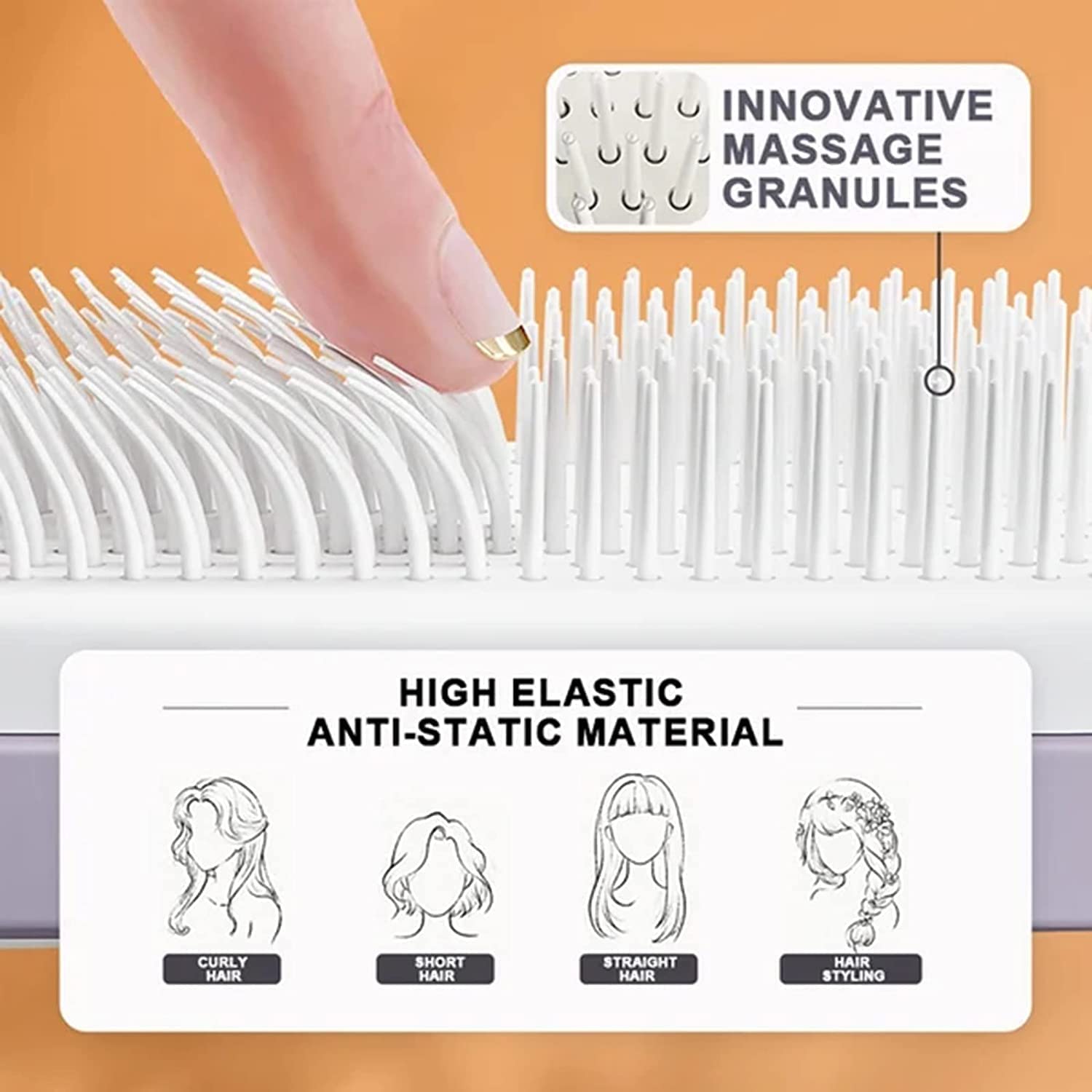 Brosse à cheveux autonettoyante 4 en 1 - Nouveau peigne de massage antistatique autonettoyant et modulable - Brosse à cheveux autonettoyante rotative et relevante