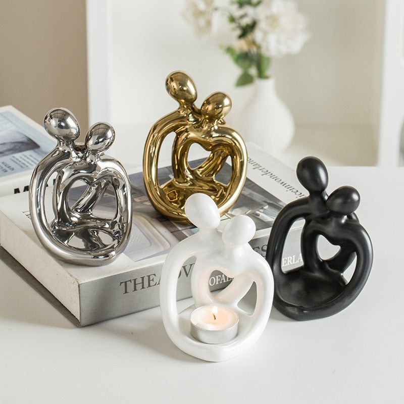 Bougeoir en céramique pour couple, style nordique moderne, style rétro, pour bougie d'aromathérapie, ornement