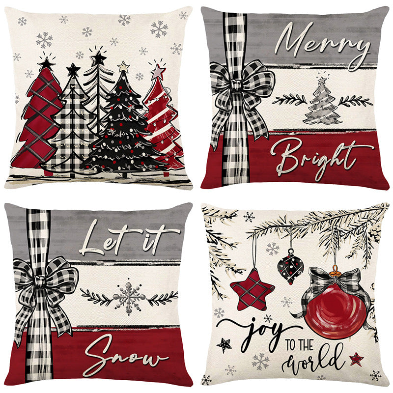 Housse de coussin de Noël, taie d'oreiller, décoration de Noël pour la maison, ornement de Noël, cadeau de bonne année