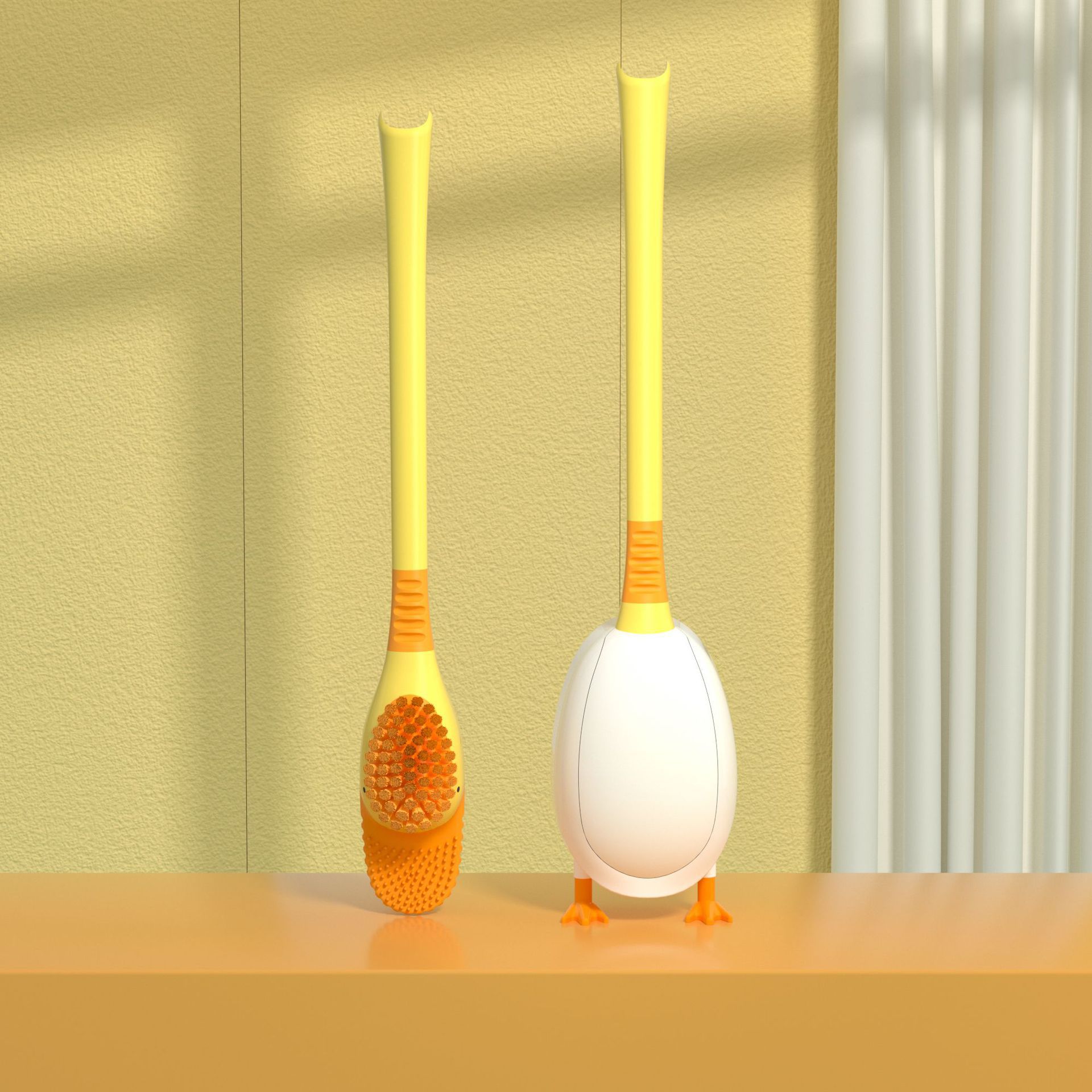 Brosse de toilette en forme de canard plongeur sans angle mort, manche long et poils doux