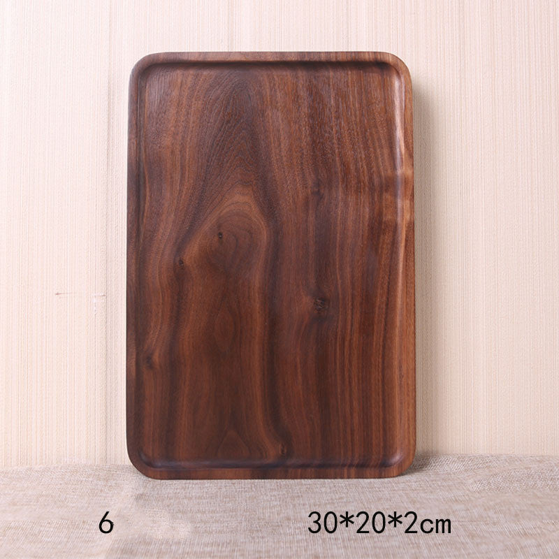 Assiette rectangulaire en bois de noyer noir de style japonais