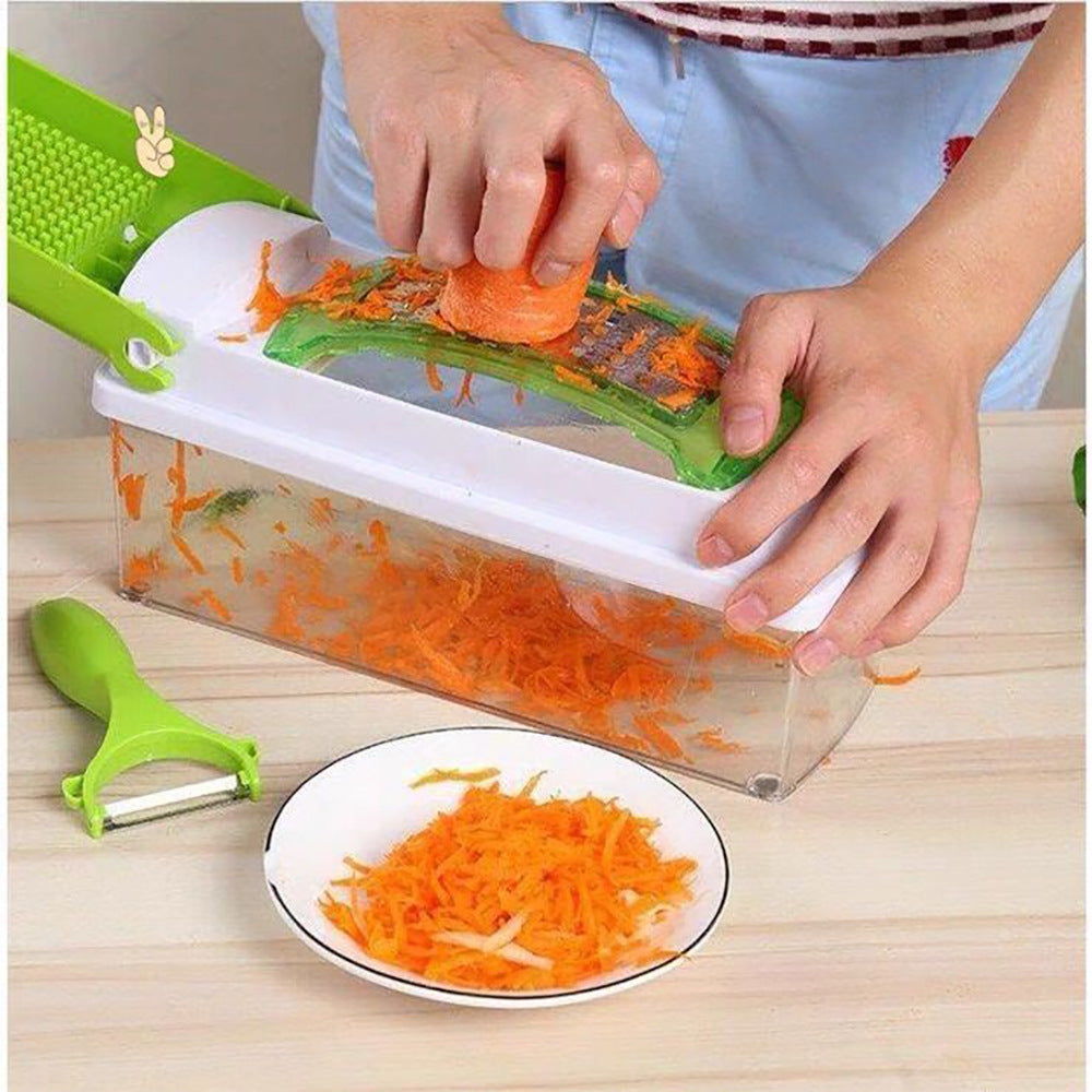 12 pièces Hachoir à légumes multifonctionnel avec poignée, râpe, coupe-légumes, ustensiles de cuisine