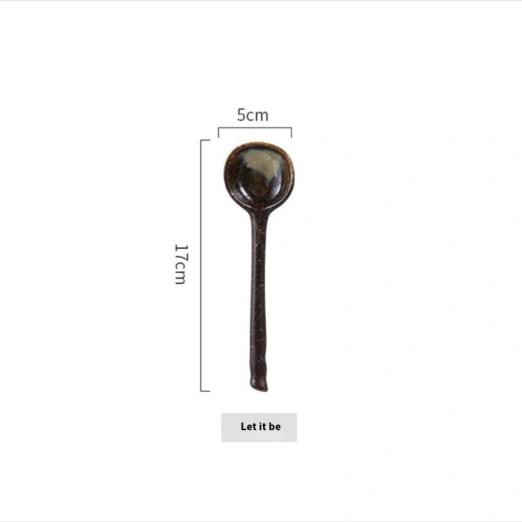 Cuillère à long manche en céramique rétro créative pour la cuisine, idéale pour les restaurants et la maison.