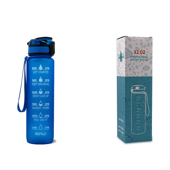 Gourde en Tritan de 1 L avec indicateur de temps, couvercle rebondissant, gourde de cyclisme motivante, gobelet étanche pour le sport et le fitness